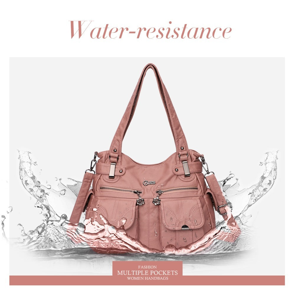 Soft Leather Portable Messenger Bag Crossbody Bags For Women Zipper Pocket
